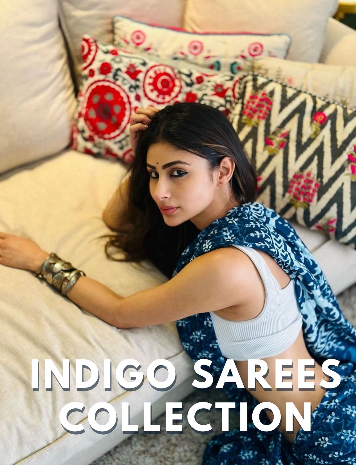 INDIGO COTTON SAREE | FLAT 50% OFF