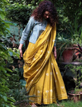 Buy Yellow cotton printed saree 