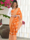 orange mulmul saree