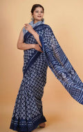 indigo soft cotton saree