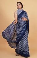 indigo soft cotton saree