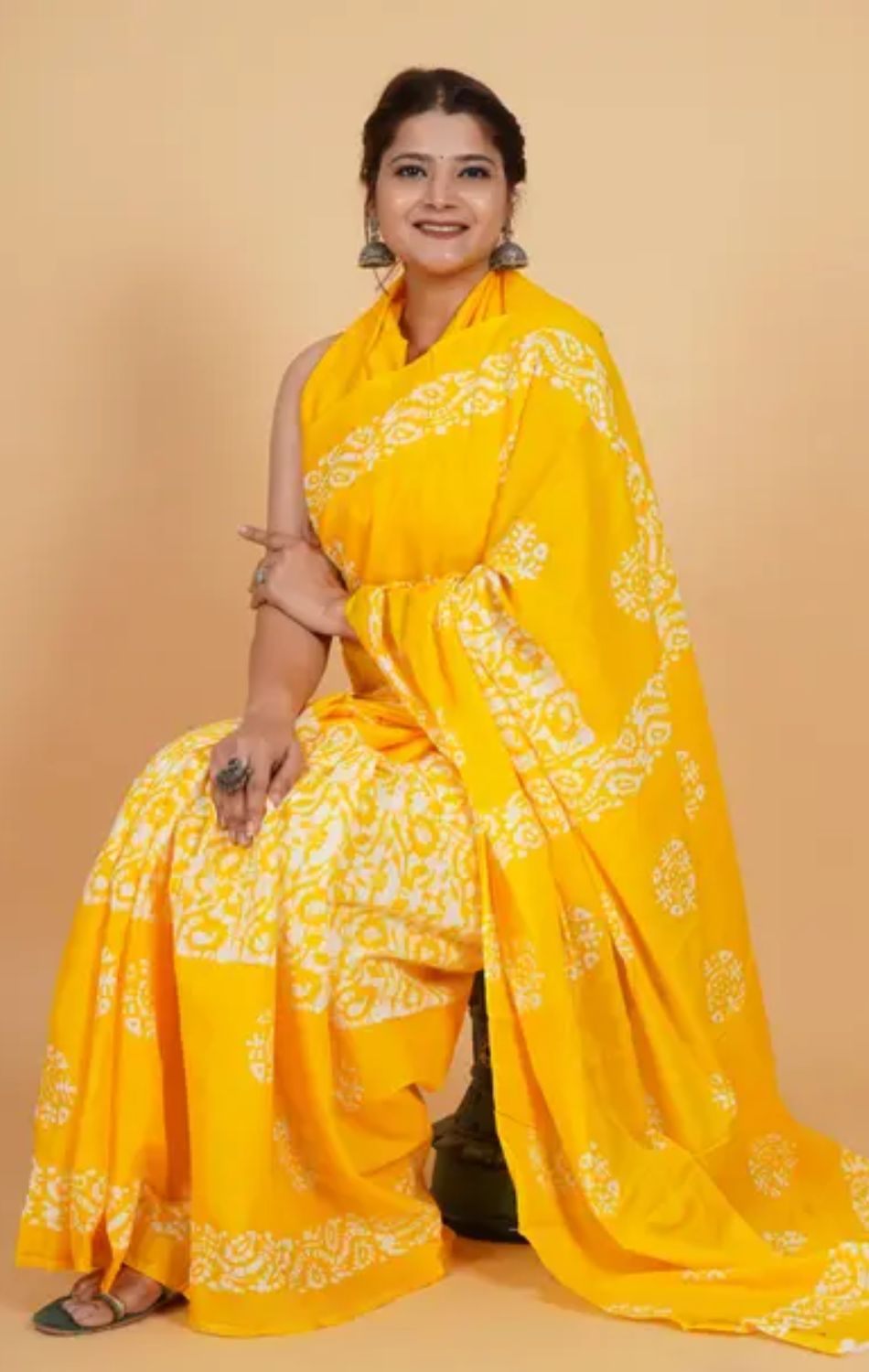 Yellow pure cotton saree