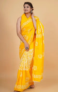 Yellow pure cotton saree