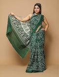 Vani Green Ajrakh Cotton saree