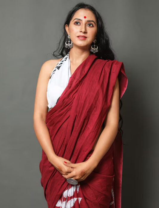 Red pure cotton saree