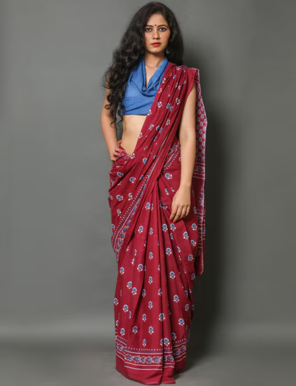 Buy Mahroon ikkat cotton saree