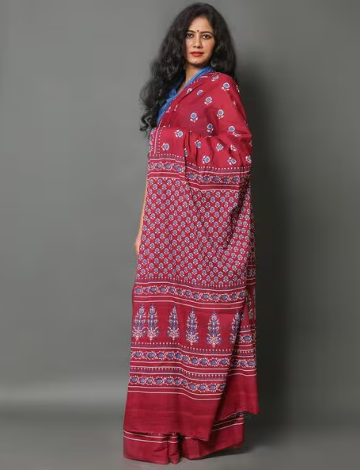 Buy Mahroon ikkat cotton saree