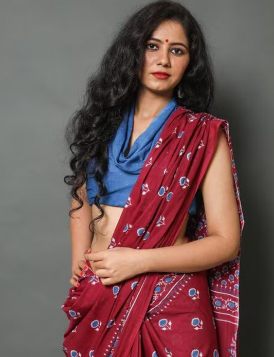 Buy Mahroon ikkat cotton saree