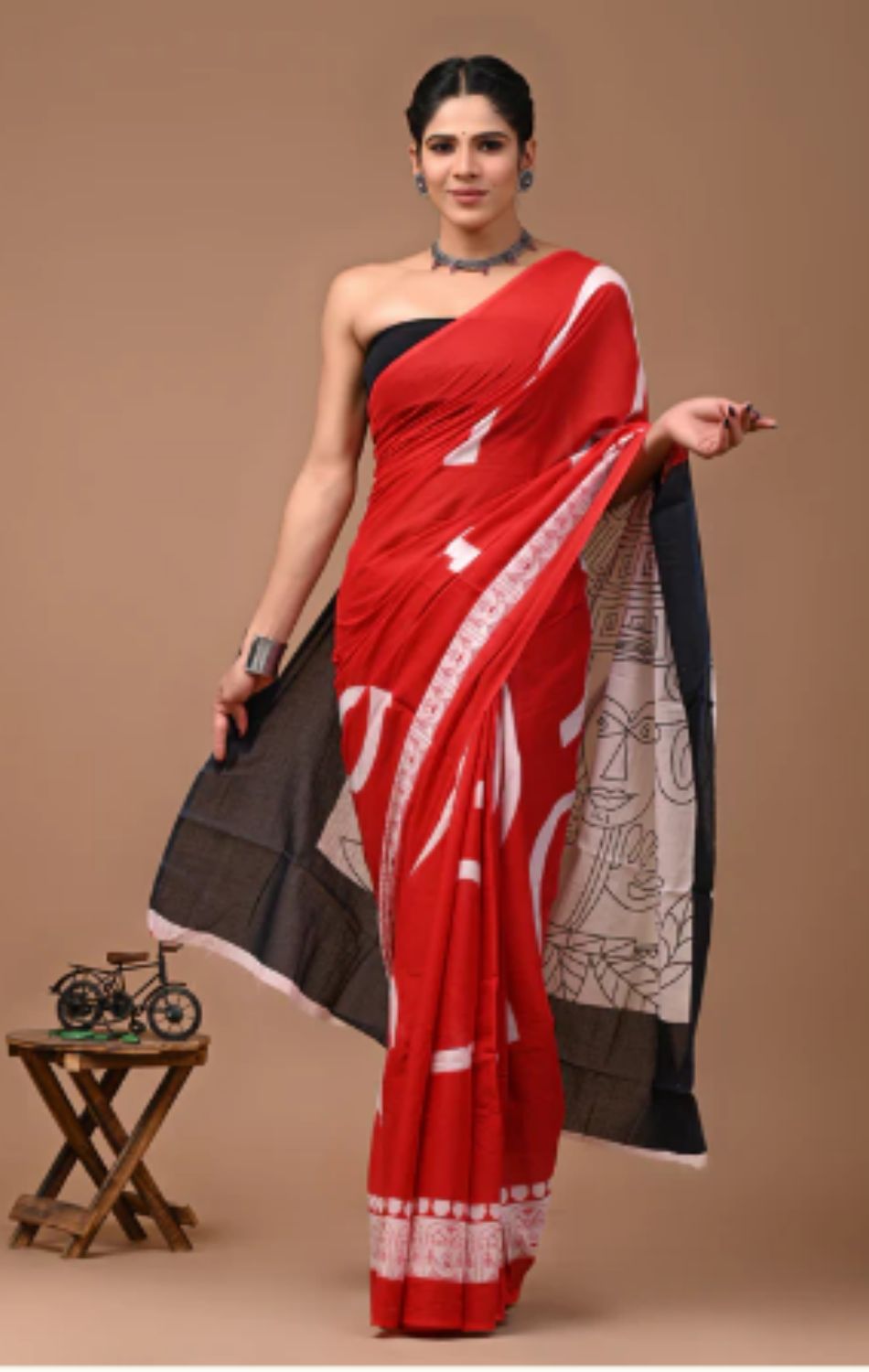 Buy Red ikkat cotton saree