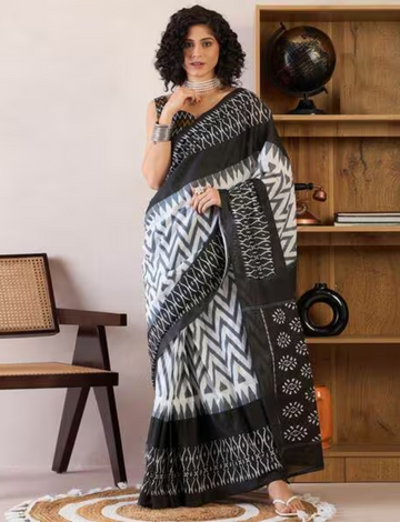 Grey Lehariya Saree