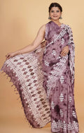 Brown batik printed saree