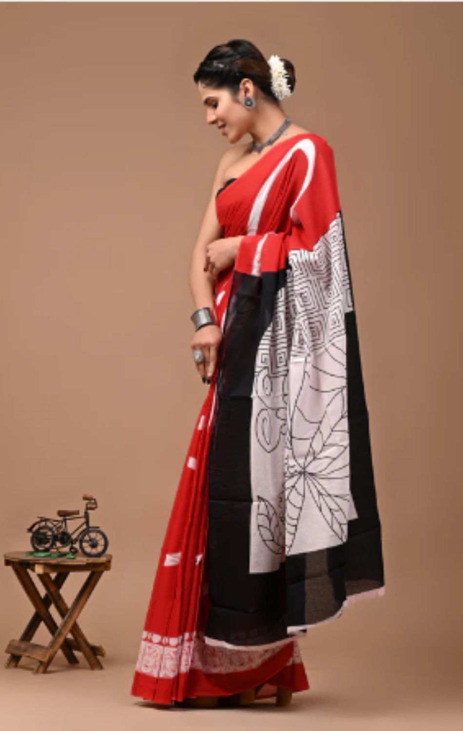 Buy Red ikkat cotton saree