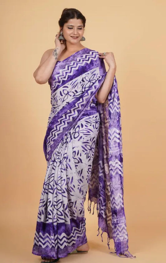 Purple Cotton saree