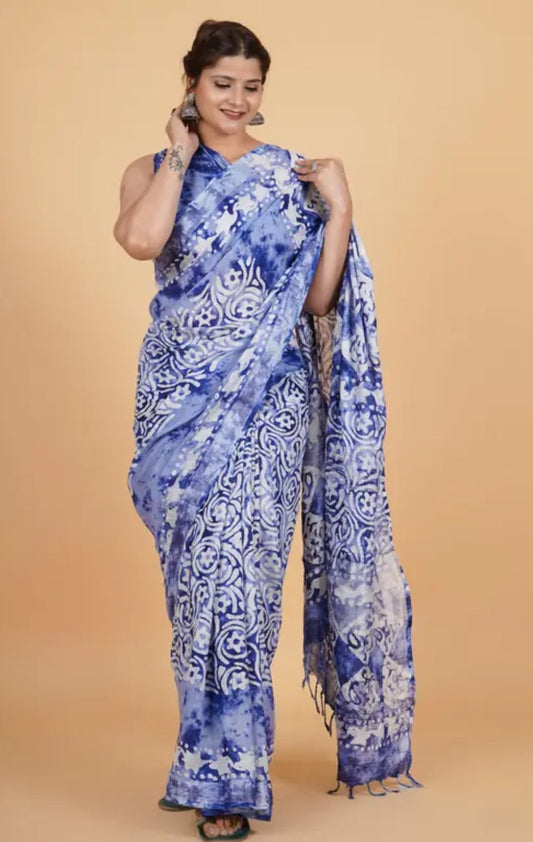 batik printed saree