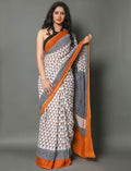 white ikkat cotton saree