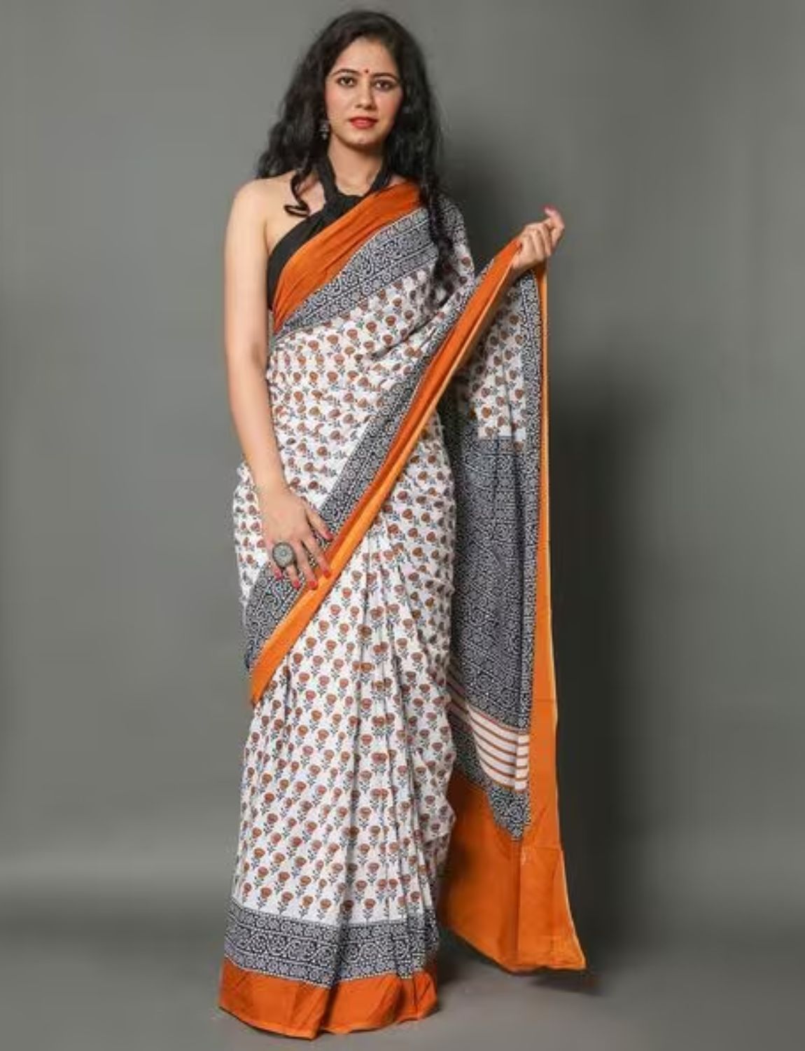 white ikkat cotton saree