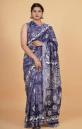 Buy Violet Batik Printed Saree