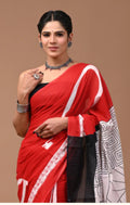 Buy Red ikkat cotton saree