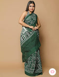 Vani Green Ajrakh Cotton saree