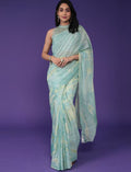 Light Firoji linen cotton saree