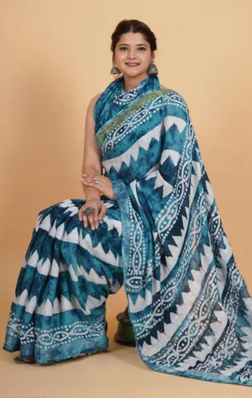 batik printed saree