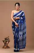 Blue Indigo cotton saree