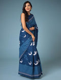 Blue indigo cotton saree