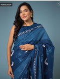 Blue indigo cotton saree