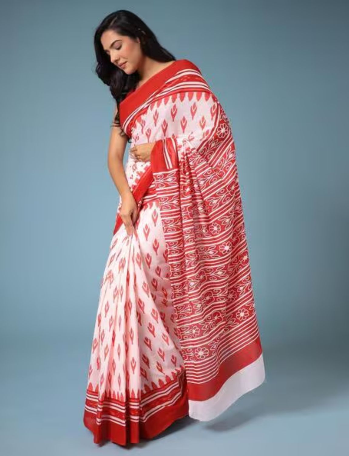 Buy White handloom saree