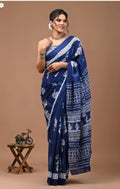 Blue Indigo cotton saree