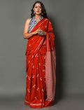 Red ikat cotton saree