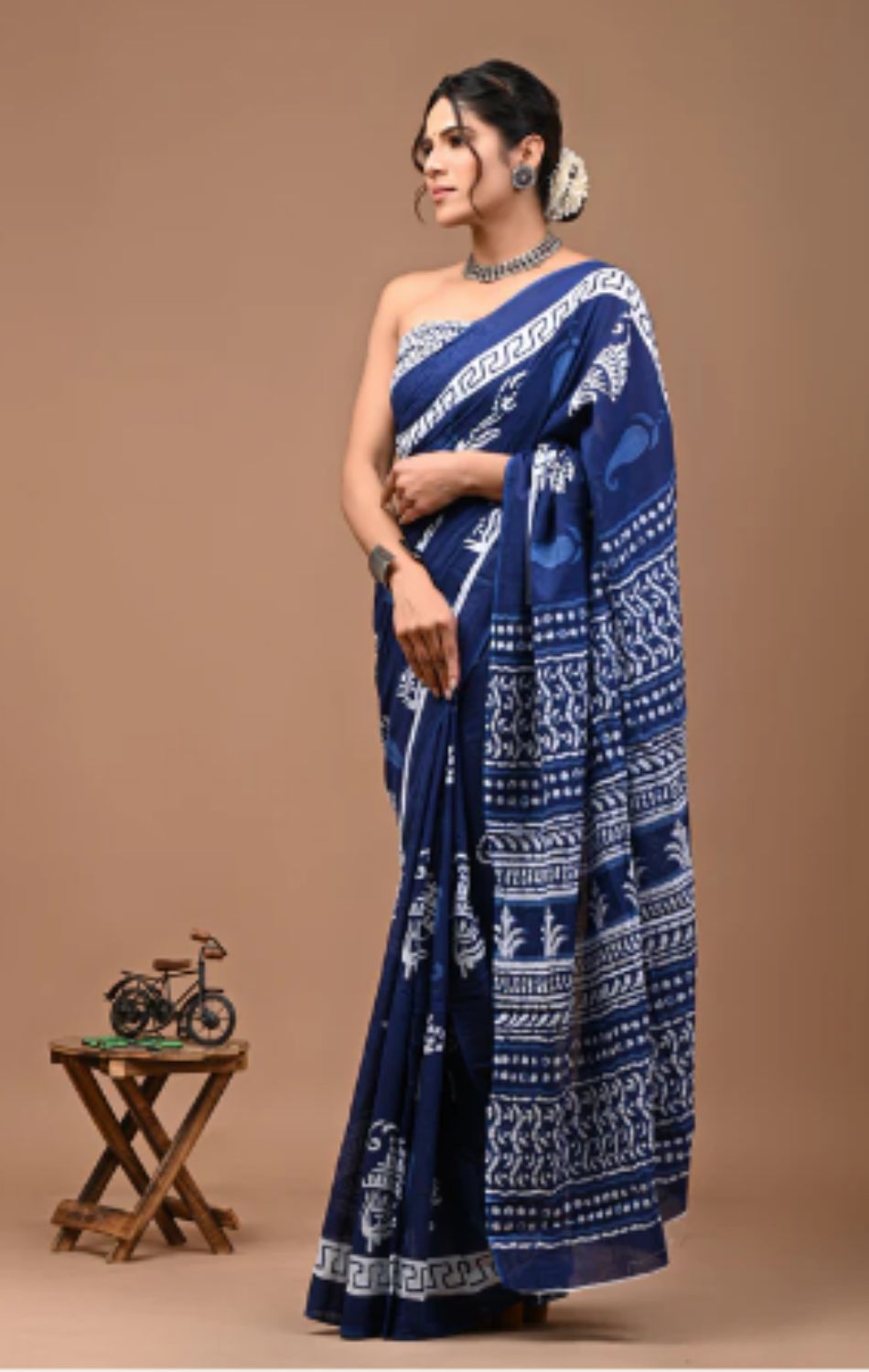 Blue Indigo cotton saree