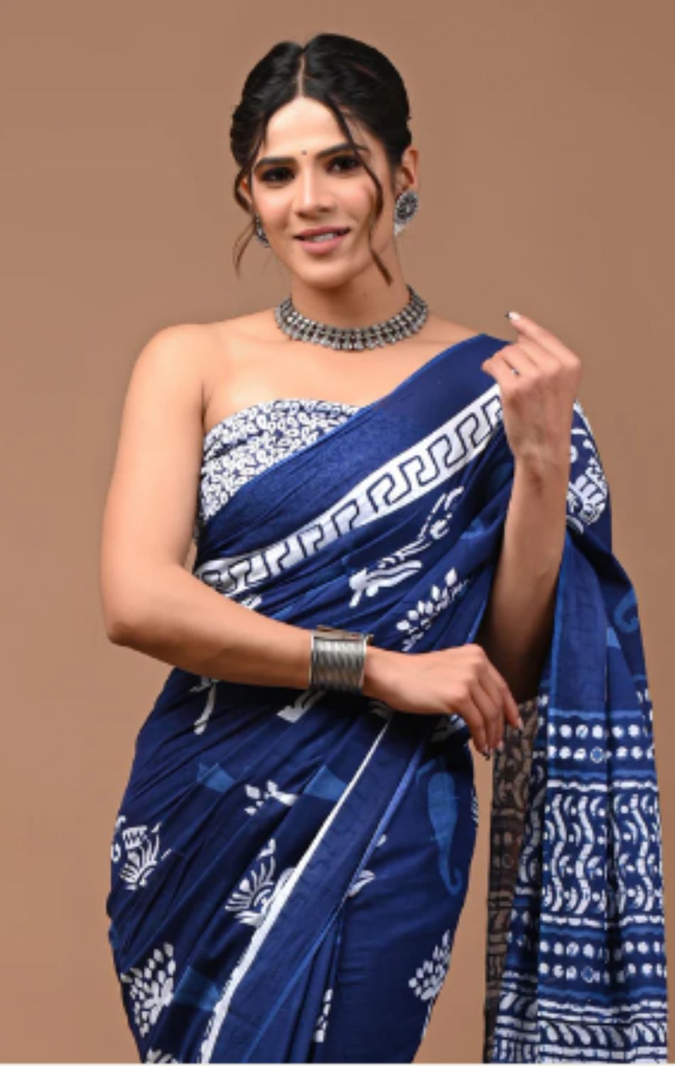 Blue Indigo cotton saree