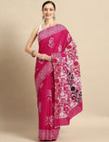 Pink cotton saree for women