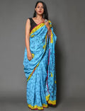 Skyblue cotton Printed saree