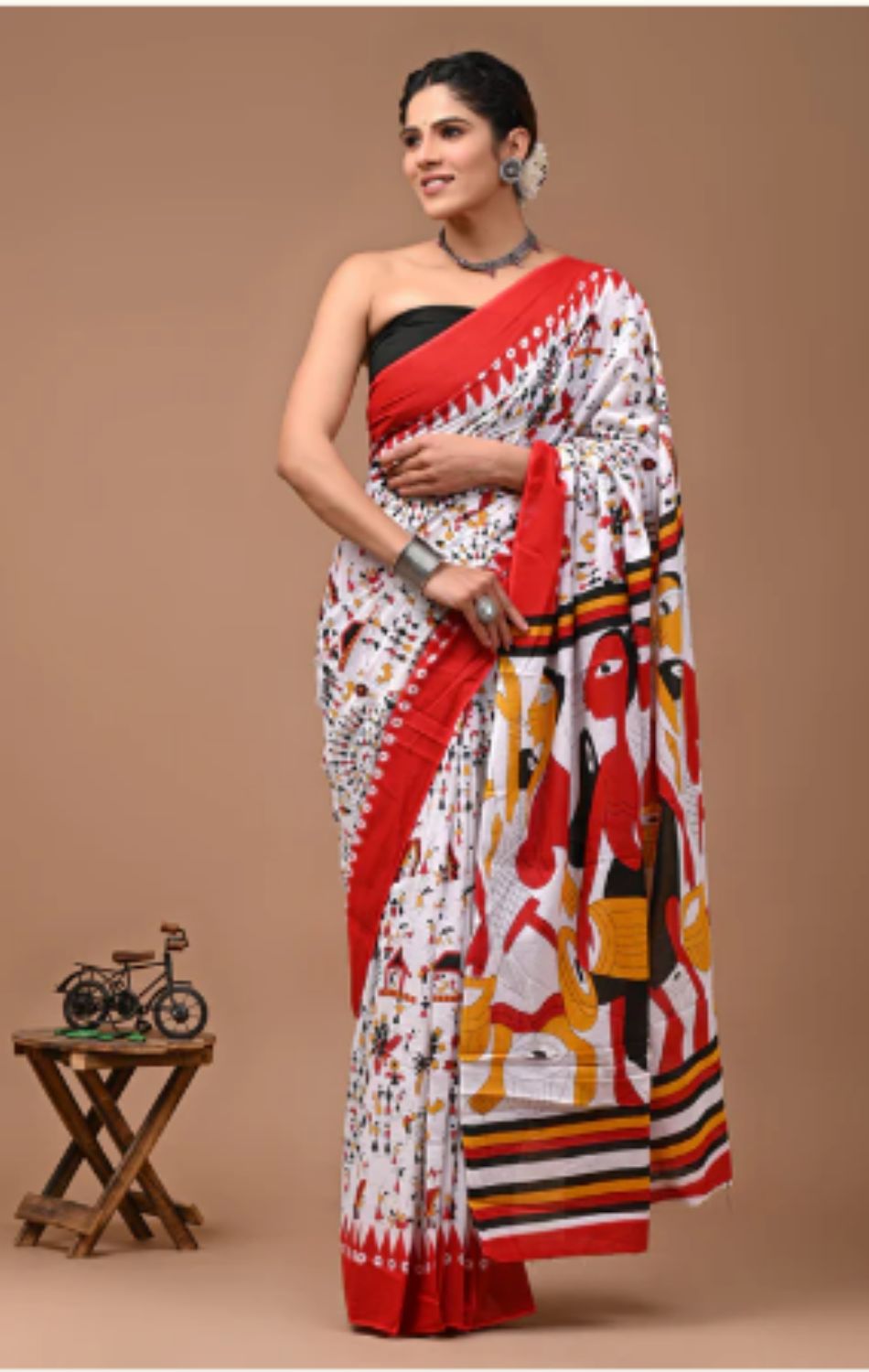 Multicolor bagru print saree