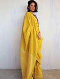 Buy yellow Handloom cotton saree