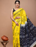 Buy Yellow Batik printed saree