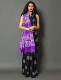 Buy Black Chakri Ikat Cotton Saree