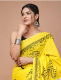 Buy Yellow Batik printed saree