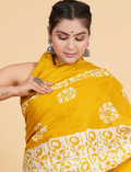 Yellow Batik printed saree