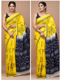 Buy Yellow Batik printed saree