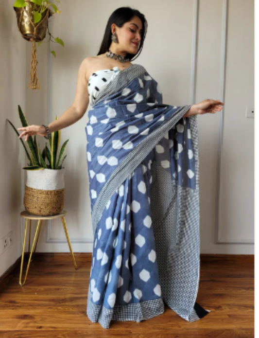 Buy Grey Pure cotton saree 