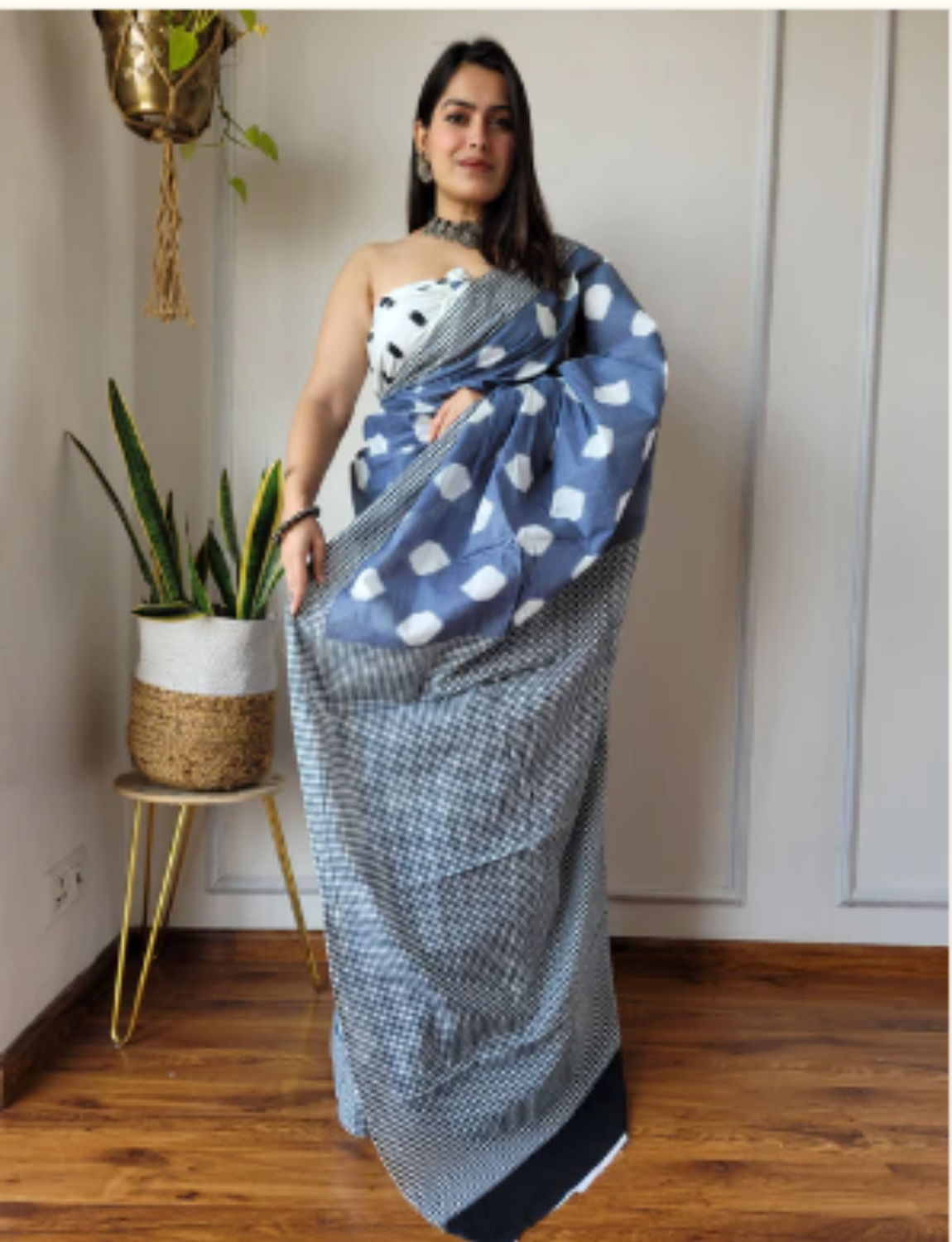 Buy Grey Pure cotton saree 