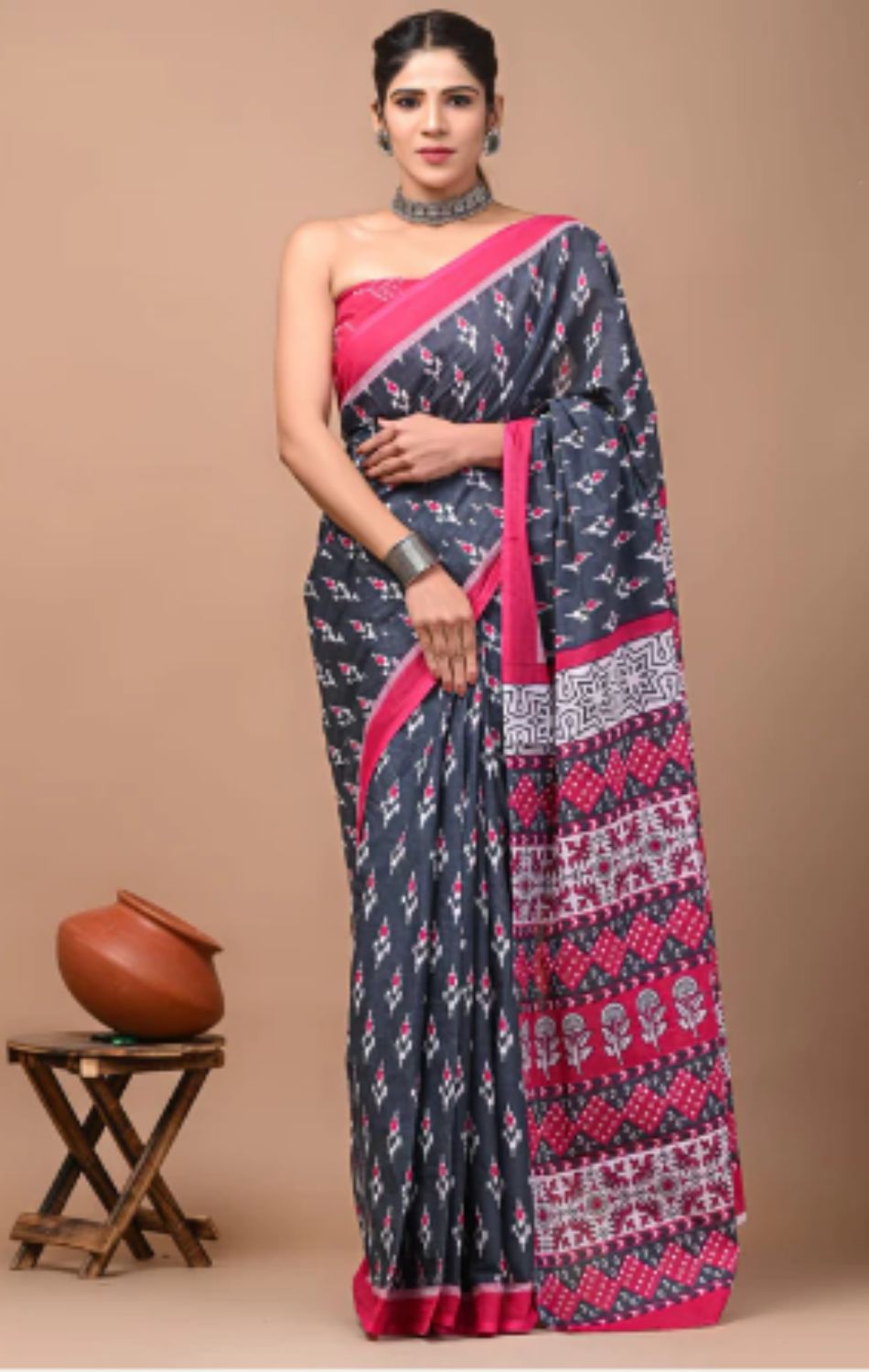 Multicolour ikkat cotton Saree