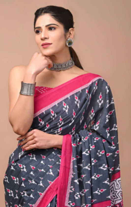 Multicolour ikkat cotton Saree