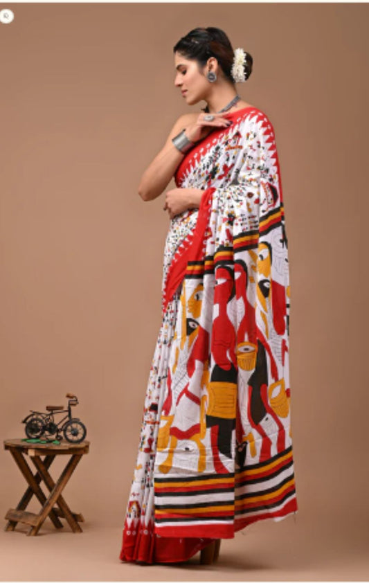 Multicolor bagru print saree