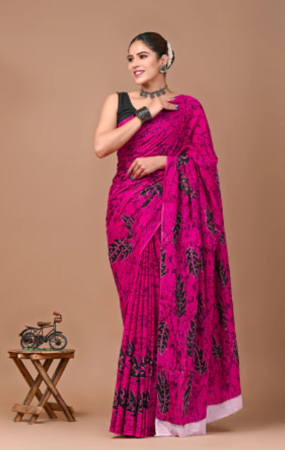 Pink ikkat cotton saree