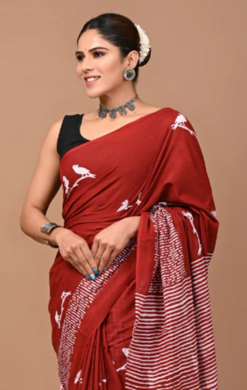 Chidiya Mahroon saree