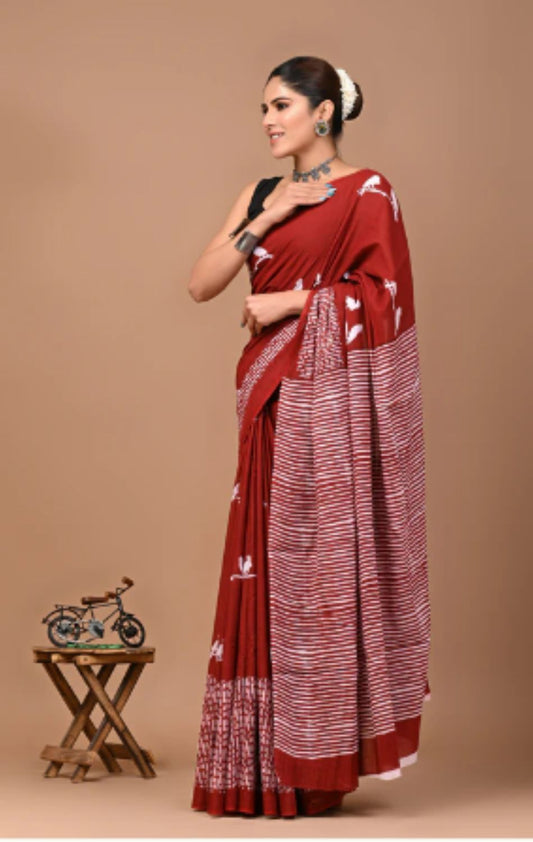 Chidiya Mahroon saree